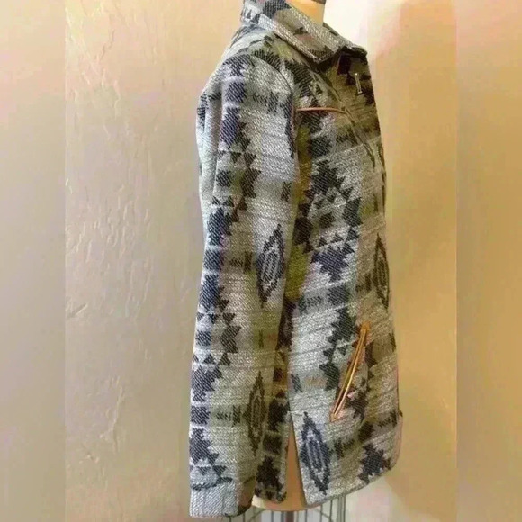 Cruel Denim Women’s Size Medium Gray Aztec Print Jacket Concho Buttons Western - Picture 5 of 12